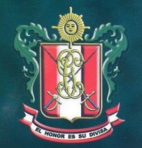 Emblema del Cuerpo Paramilitar de Policía Uniformada "Benemérita Guardia Civil y Policía" del Perú, Blasón institucional, ostentando el lema: "El Honor es su divisa", aprobado por Resolución Ministerial Nº 144 del 29 de diciembre de 1966.