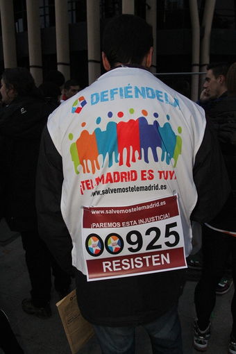 Trabajadores de TeleMadrid en una acción reivindicativa en la San Silvestre 2012